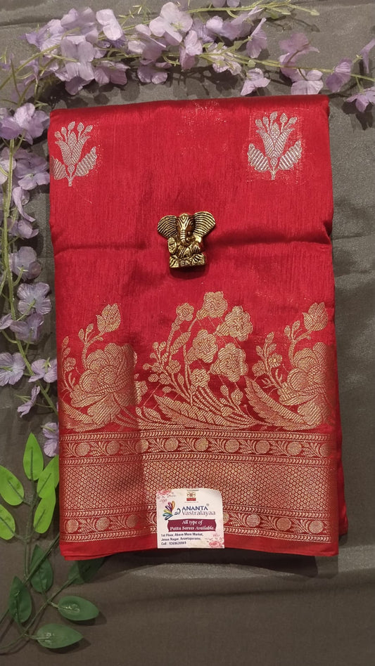 Maroon Red Mango Silk Saree with Zari Work