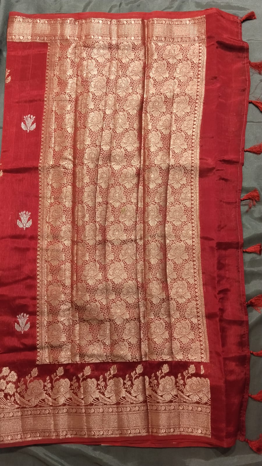 Maroon Red Mango Silk Saree with Zari Work