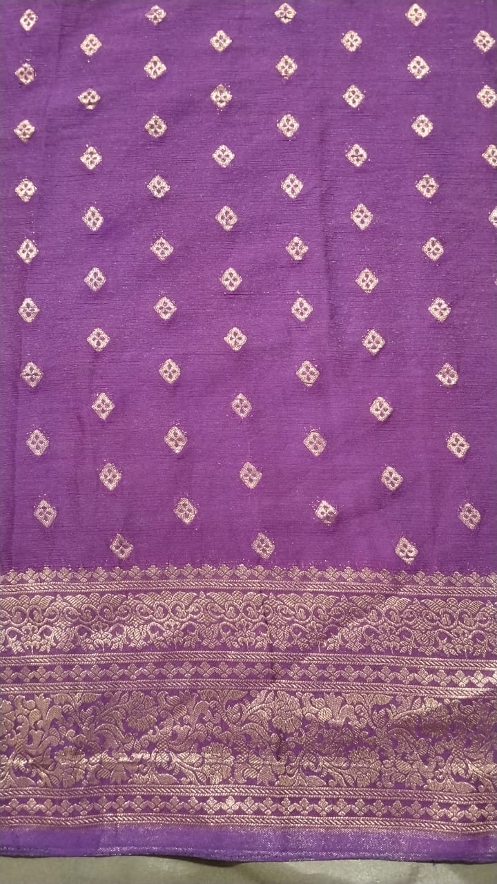 Purple Jarget Viscose Chiffon Saree