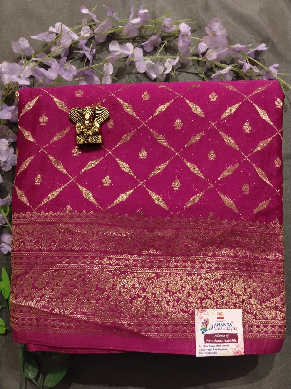 Purple Jarget Viscose Chiffon Saree