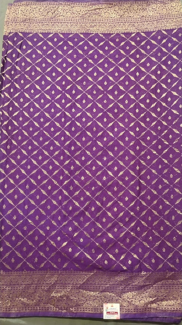 Purple Jarget Viscose Chiffon Saree