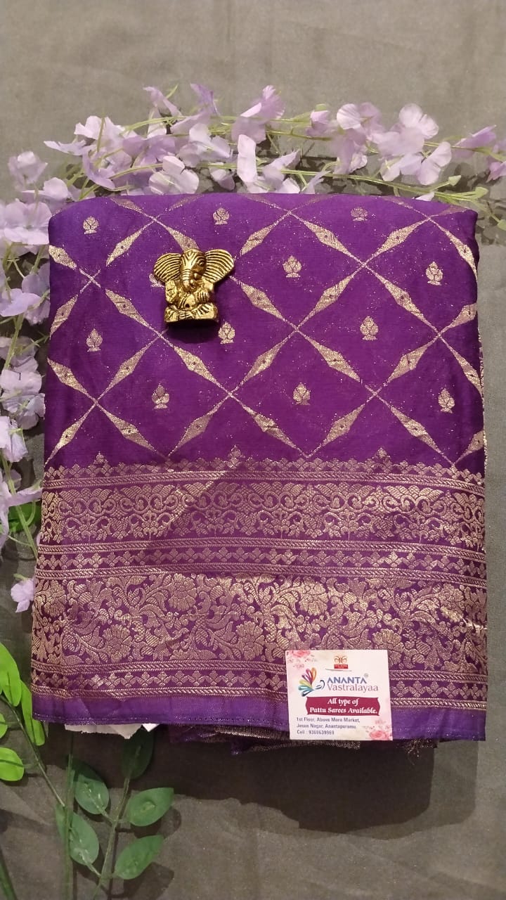 Purple Jarget Viscose Chiffon Saree