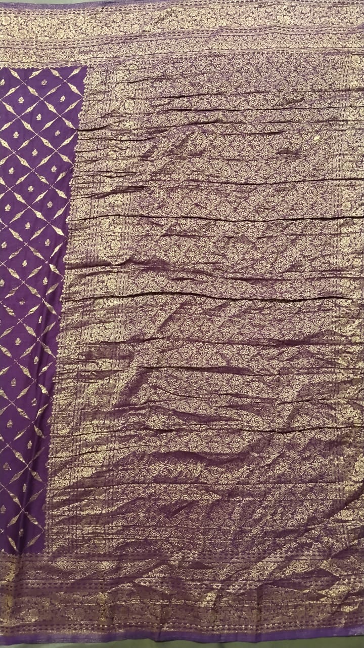 Purple Jarget Viscose Chiffon Saree