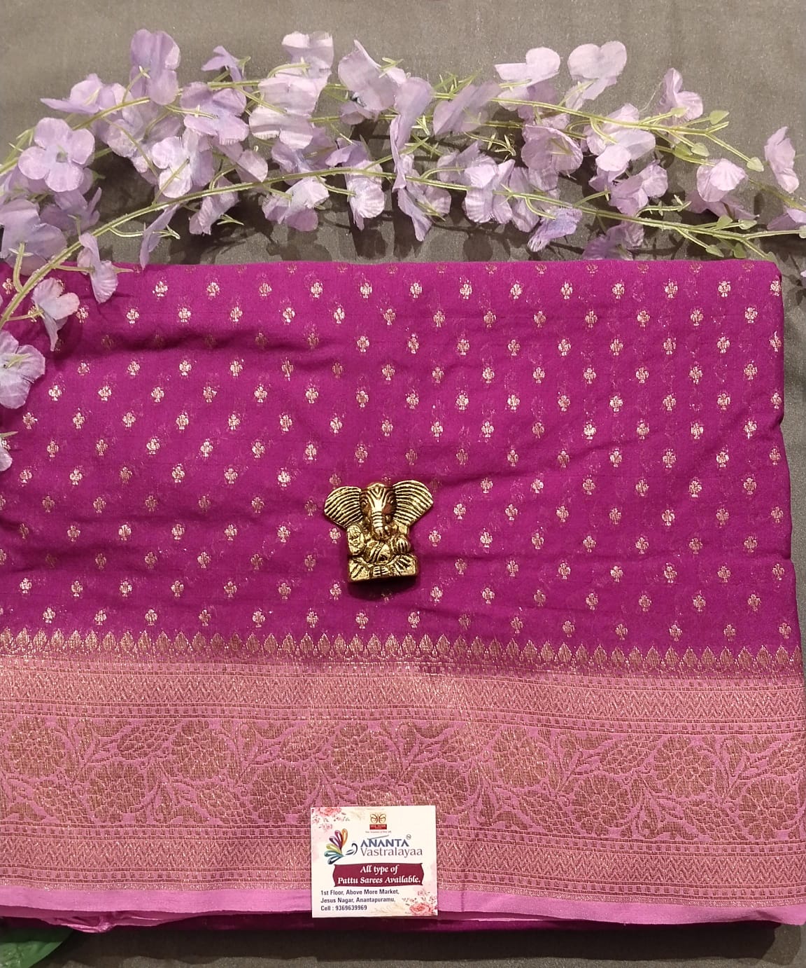 Wine Colour Jarget Micro Butta Silk Saree