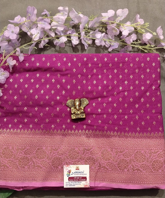 Wine Colour Jarget Micro Butta Silk Saree