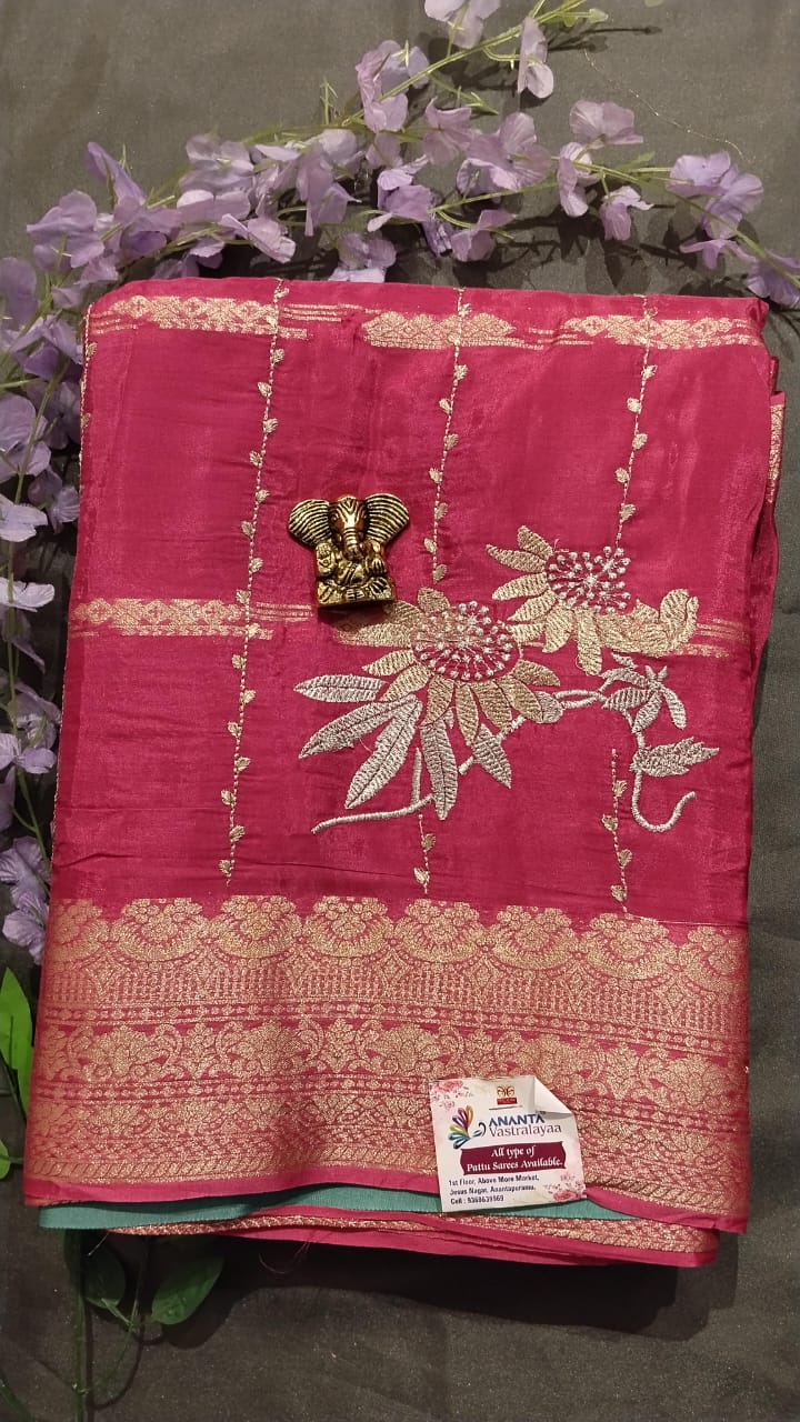 Purple Jarget Silk Saree with Kanchi Border