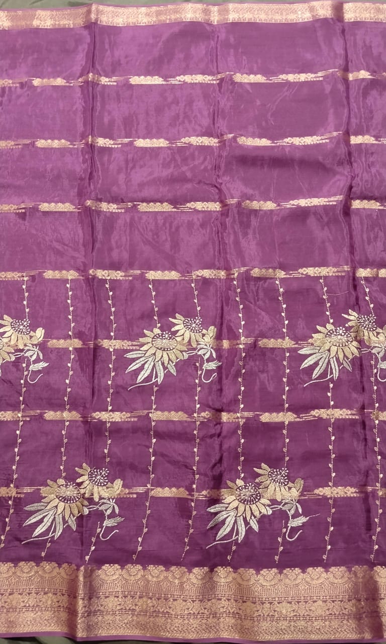 Purple Jarget Silk Saree with Kanchi Border