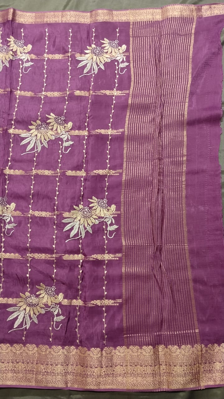 Purple Jarget Silk Saree with Kanchi Border