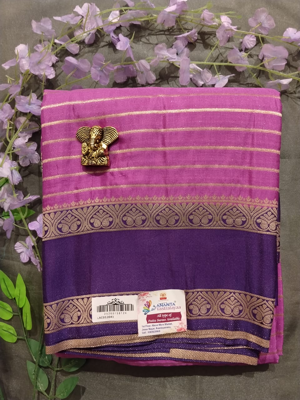 Maroon Chinon Crepe Saree with Gap Border