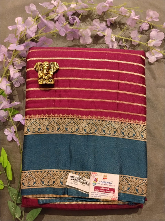 Maroon Chinon Crepe Saree with Gap Border
