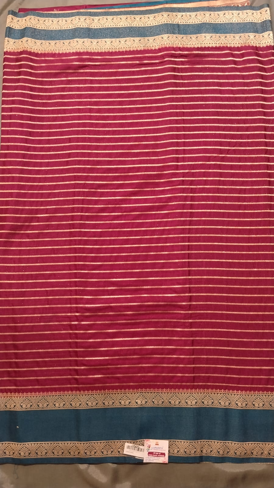 Maroon Chinon Crepe Saree with Gap Border