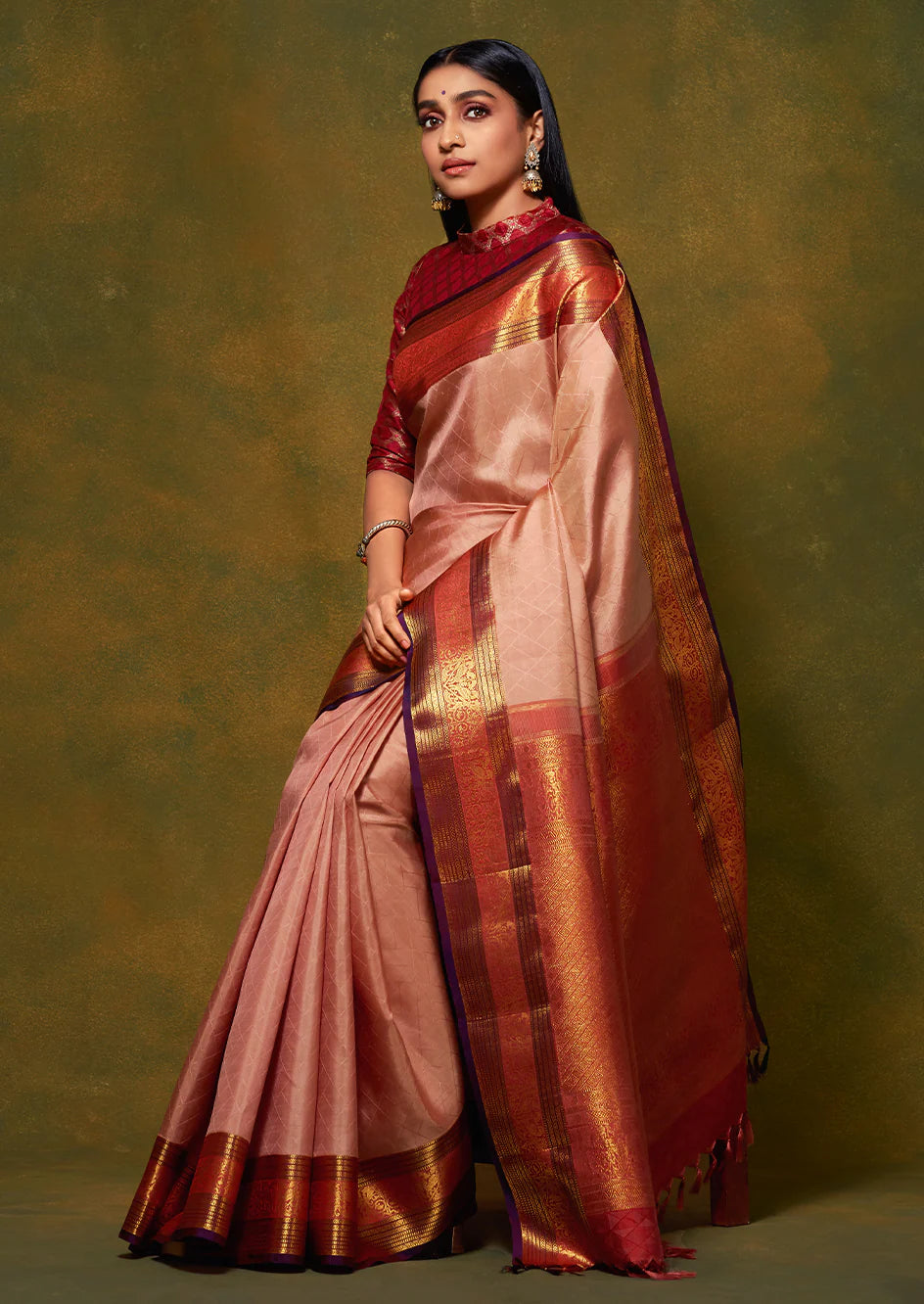 Kanchipuram Silk Saree – Pure Mulberry Silk with Korvai Border