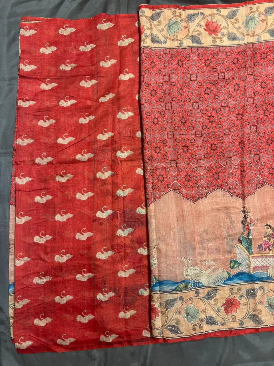Red Colour Bengal Cotton Saree