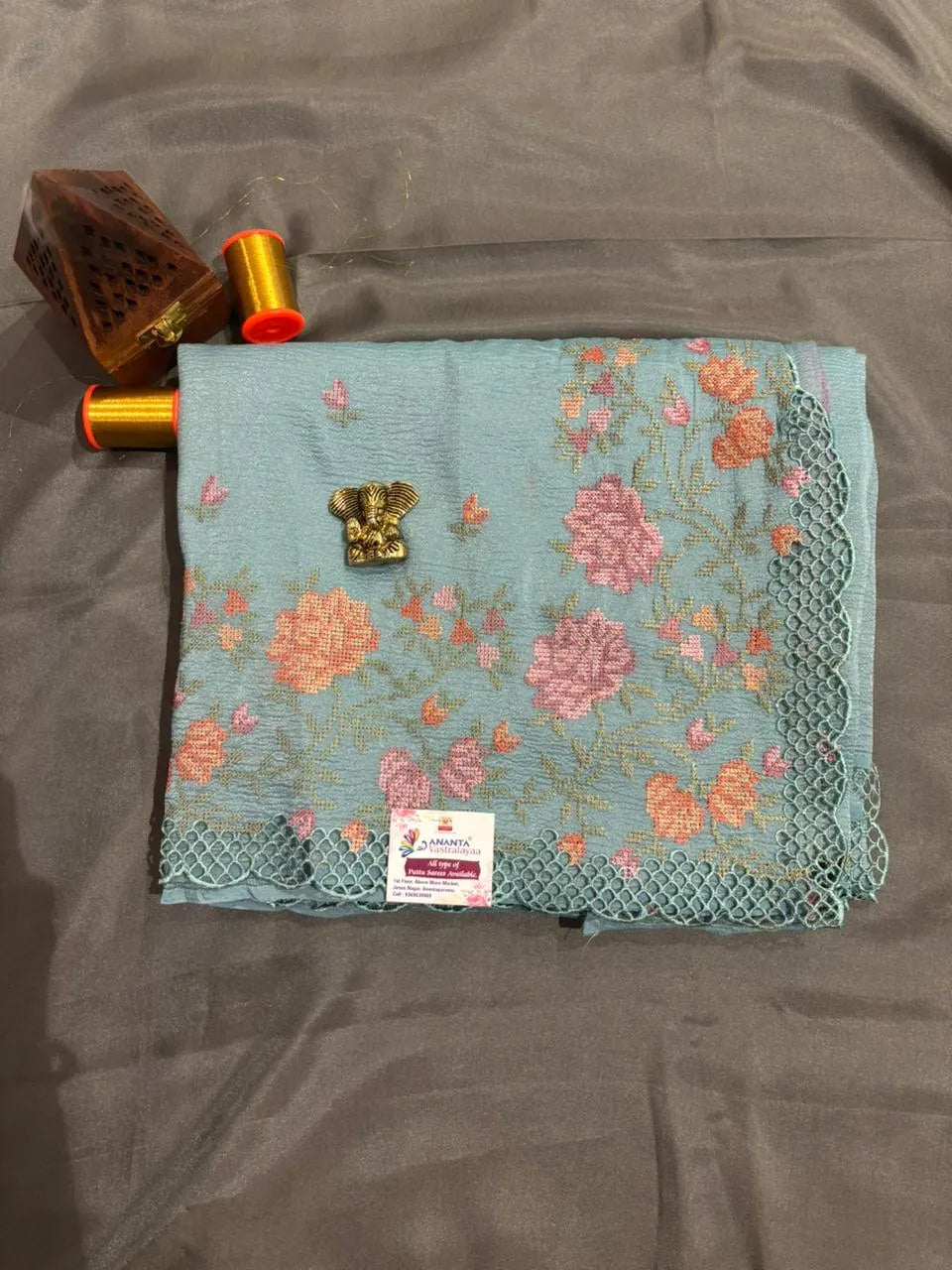 Yellow Crush Chiffon Saree