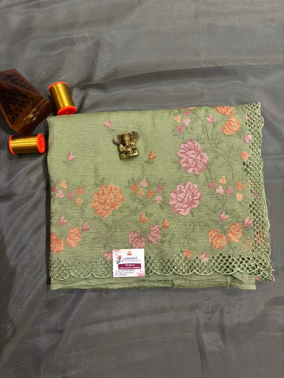 Yellow Crush Chiffon Saree
