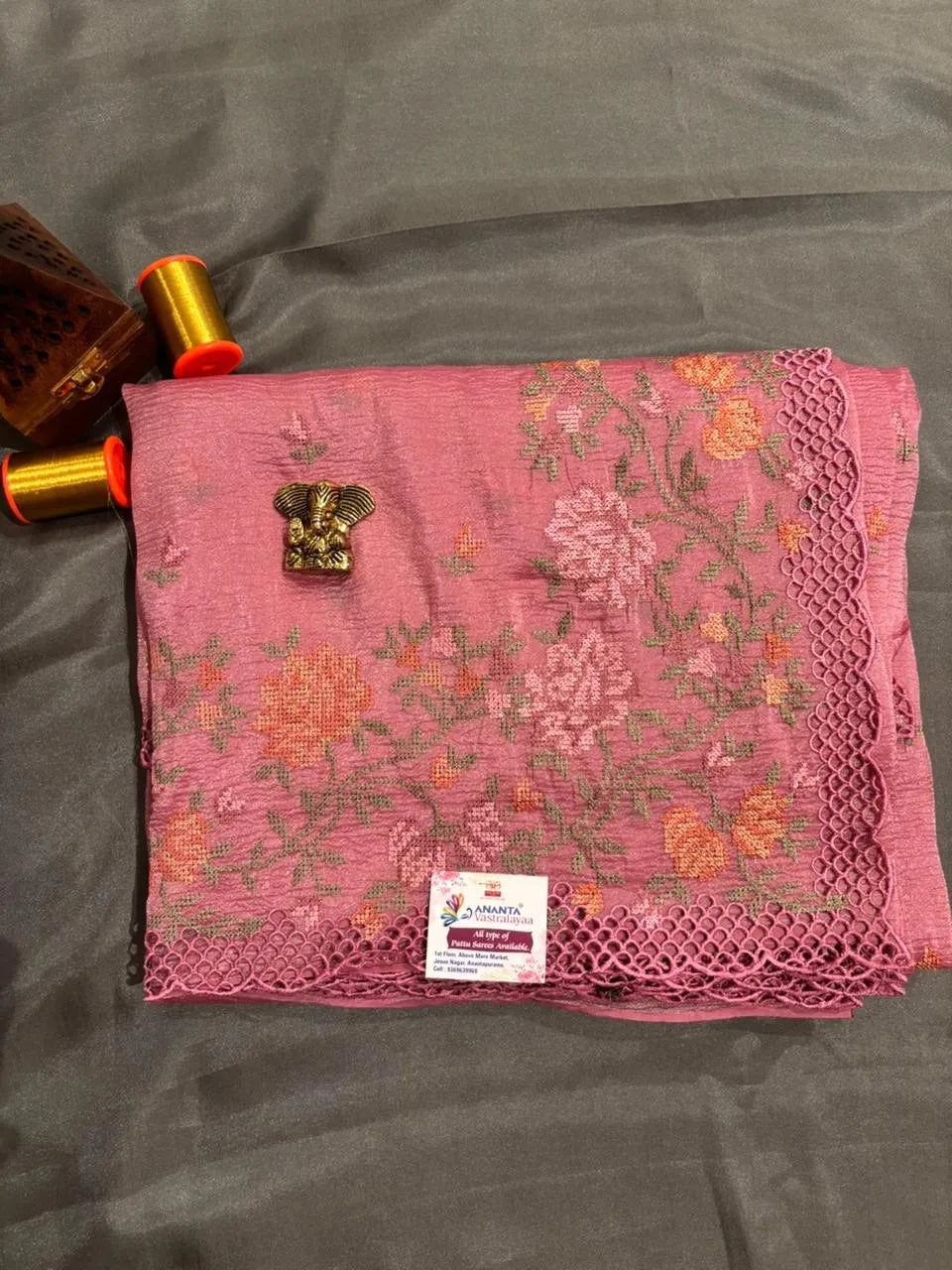 Yellow Crush Chiffon Saree