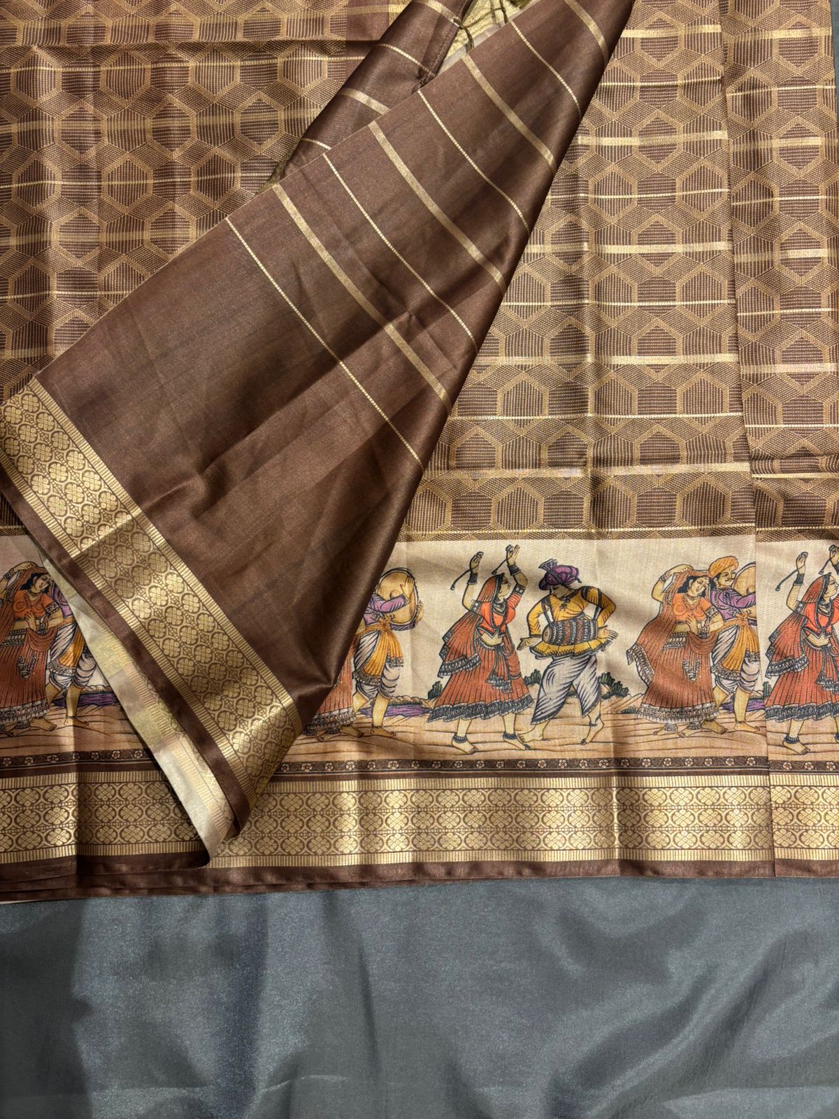 Brown Pure Milan Silk Saree
