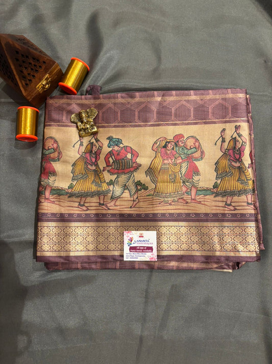 Brown Pure Milan Silk Saree