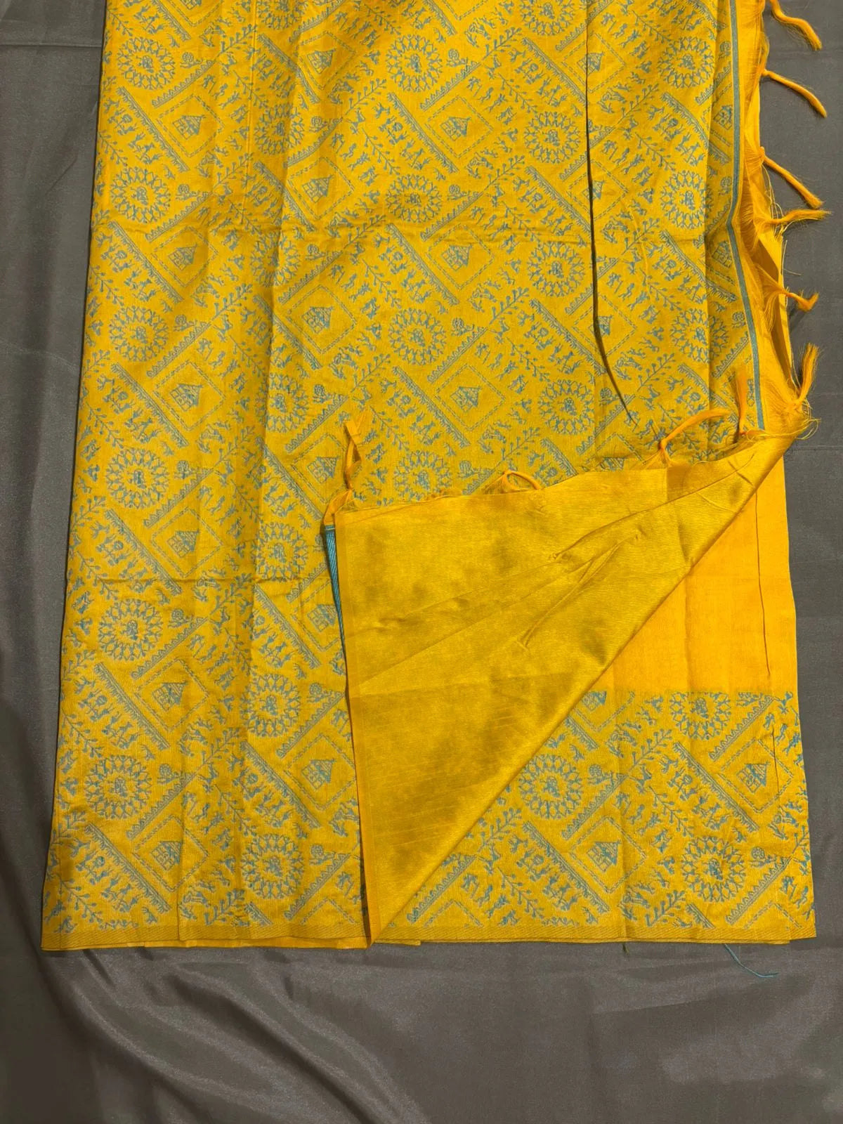 Yellow Raw Silk Saree