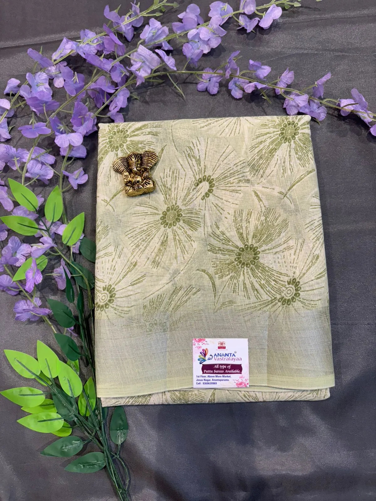 Brown Printed Cotton Saree