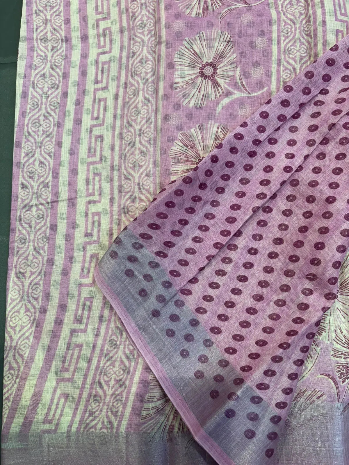 Brown Printed Cotton Saree