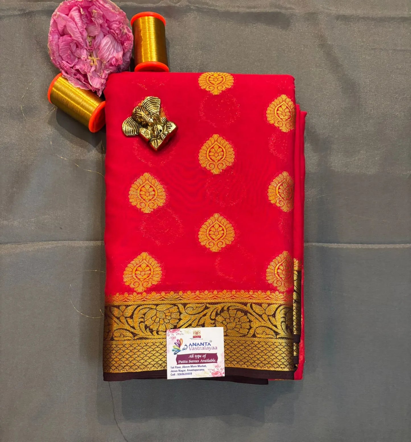 Pink Mysore Crap Silk Saree