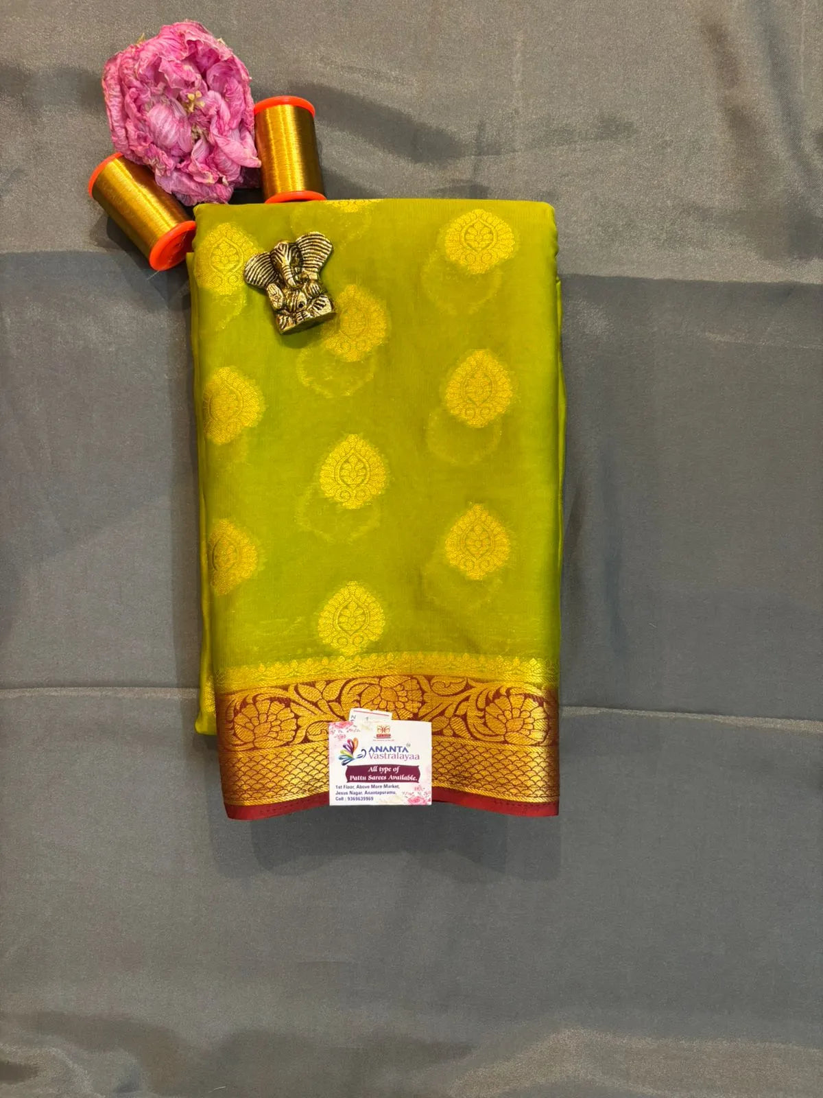 Pink Mysore Crap Silk Saree