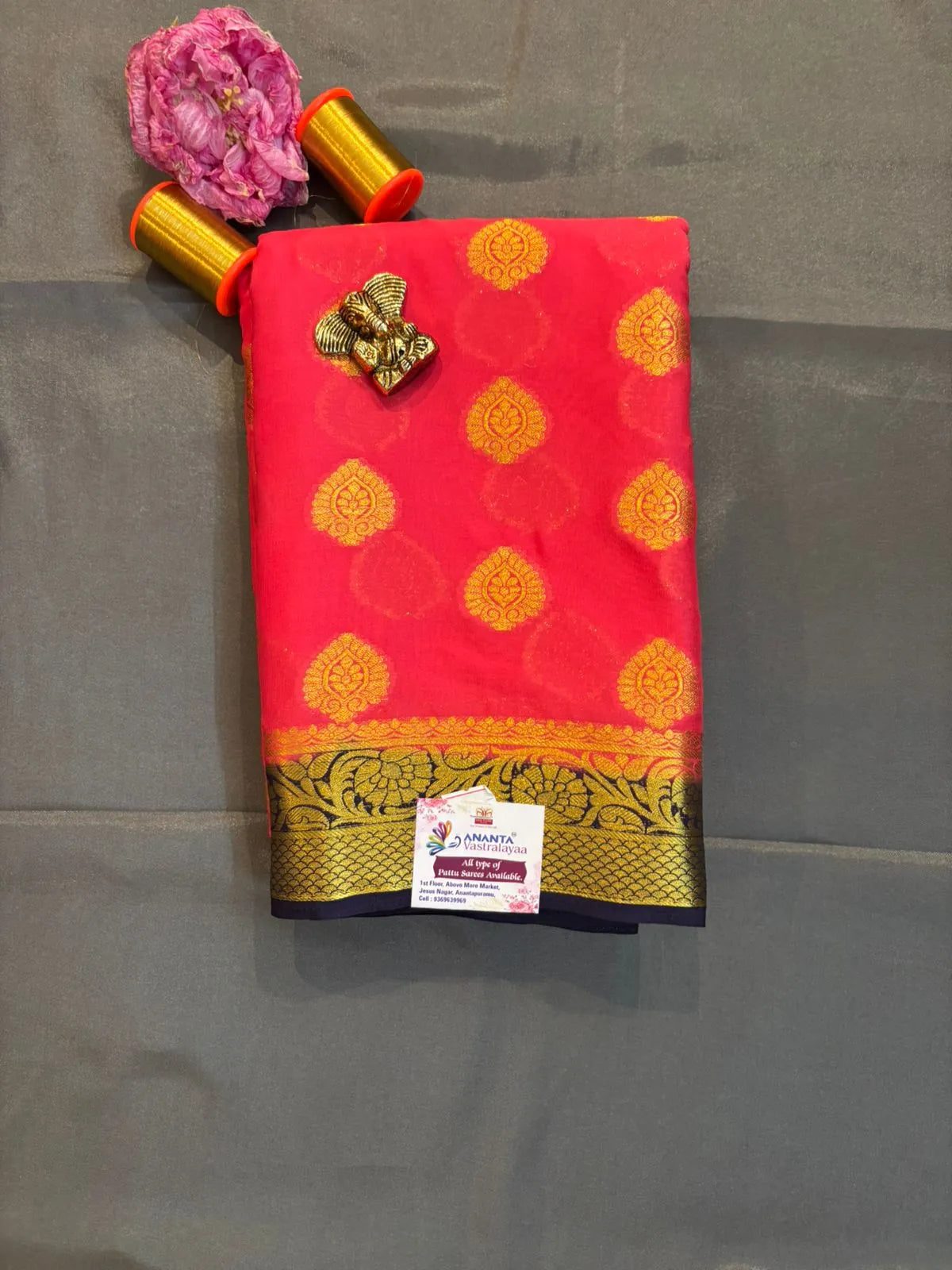 Pink Mysore Crap Silk Saree