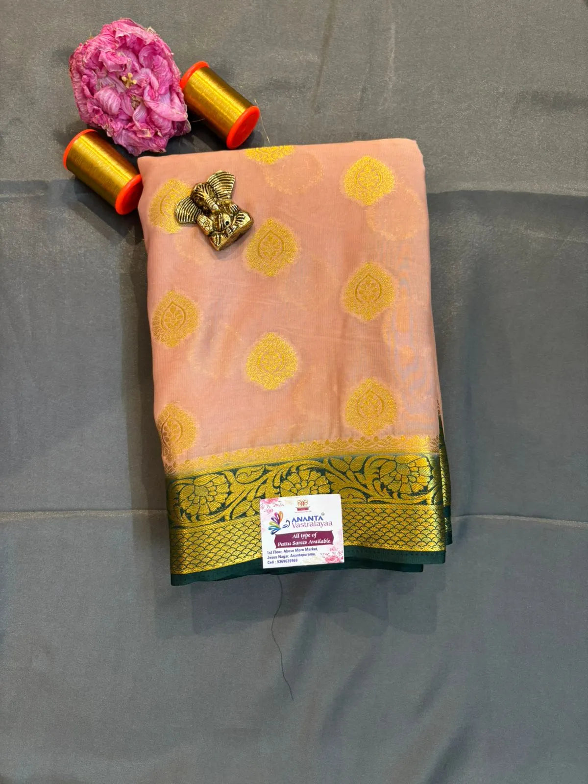 Pink Mysore Crap Silk Saree