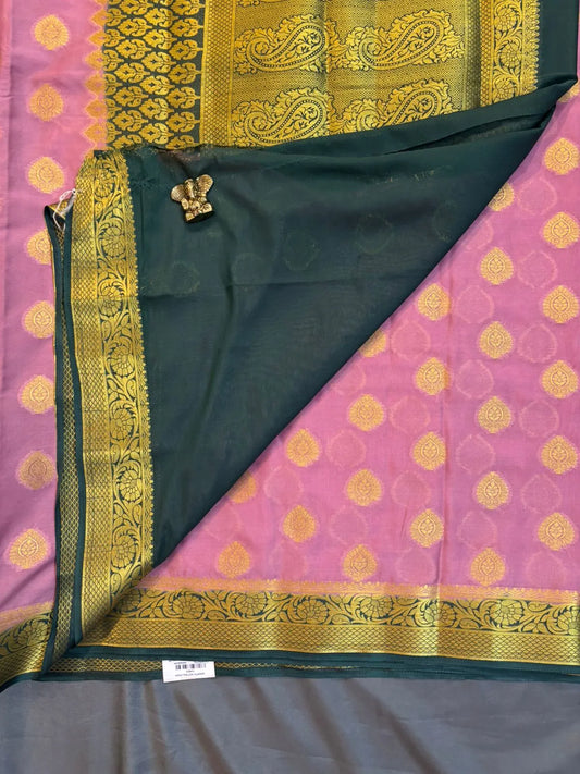 Pink Mysore Crap Silk Saree