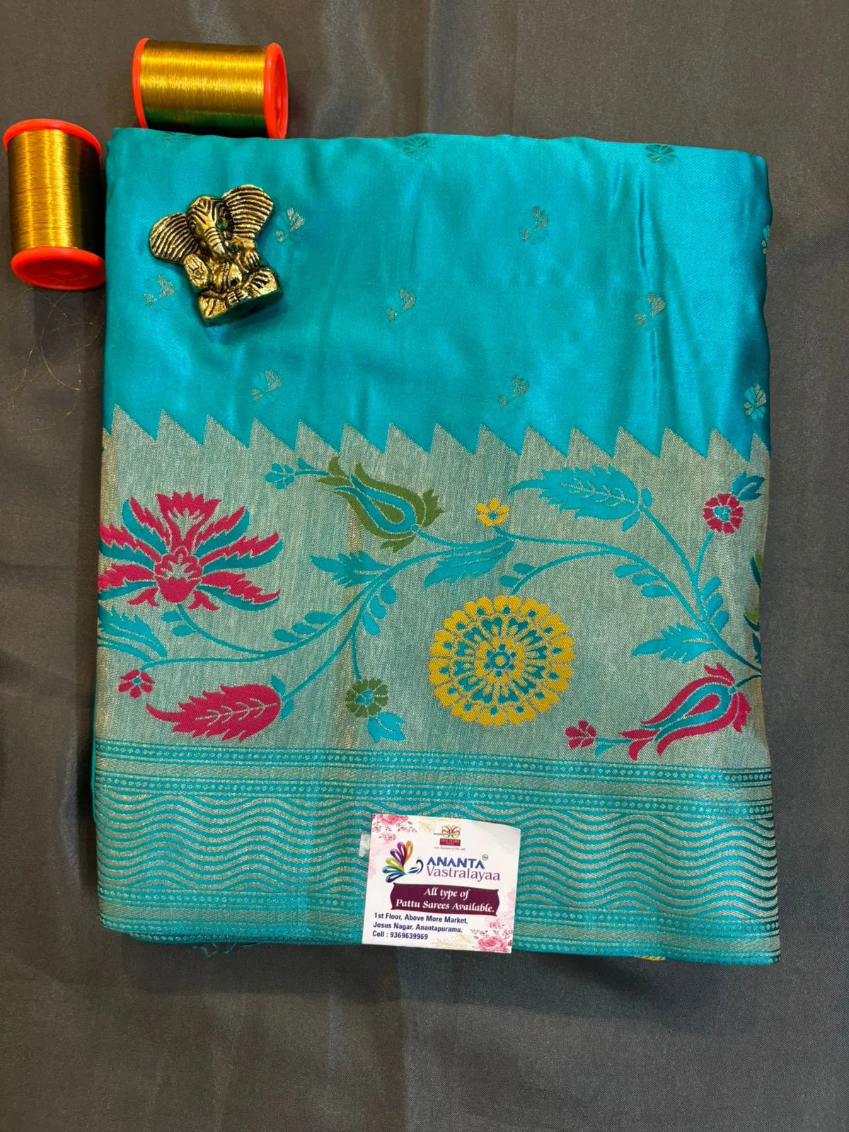 Yellow Mushroom Silk Saree with Meenakari Border
