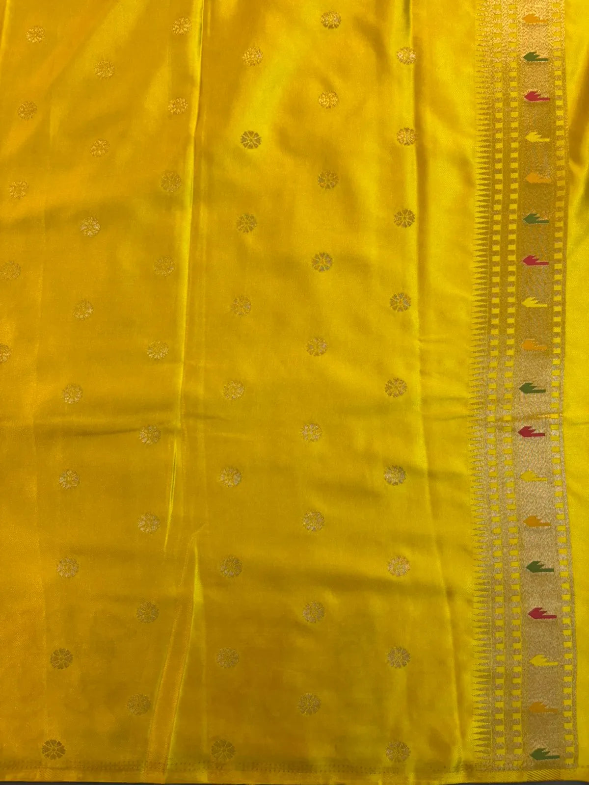 Yellow Mushroom Silk Saree with Meenakari Border