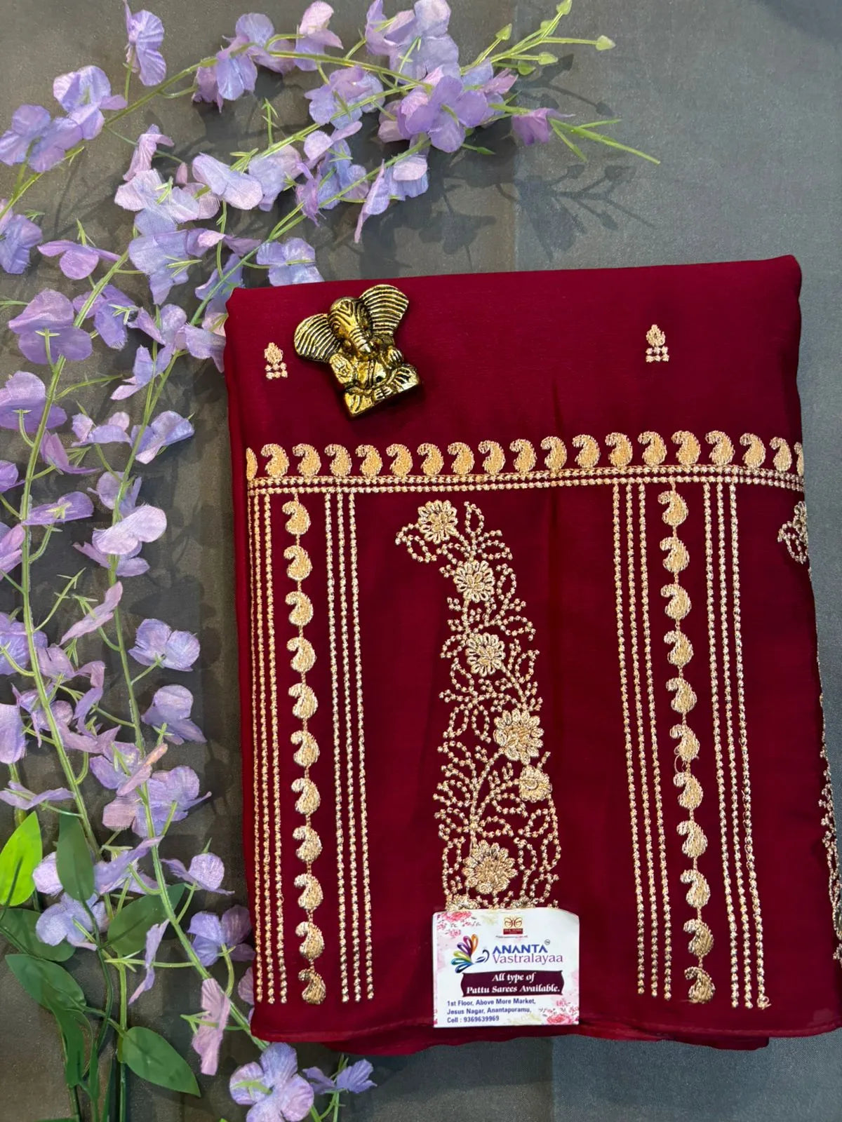 Maroon Red Georgette Saree