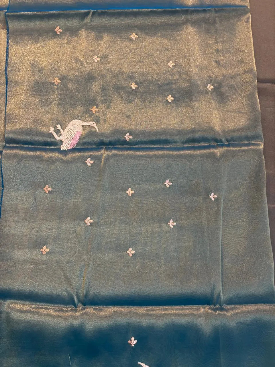 Peacock Blue Glass Tissue Saree