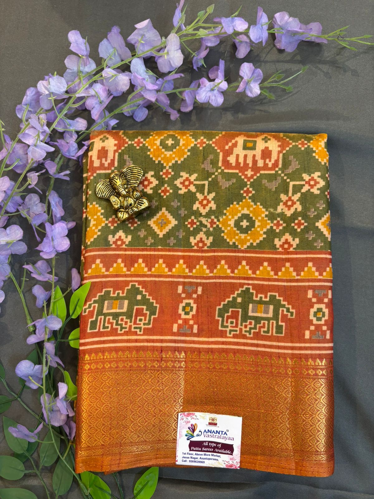 Green Mushroom Silk Saree