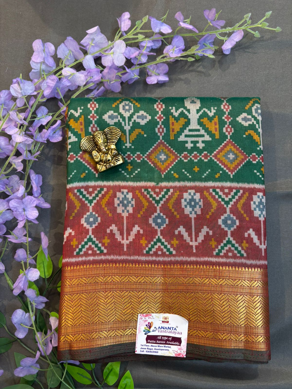 Green Mushroom Silk Saree