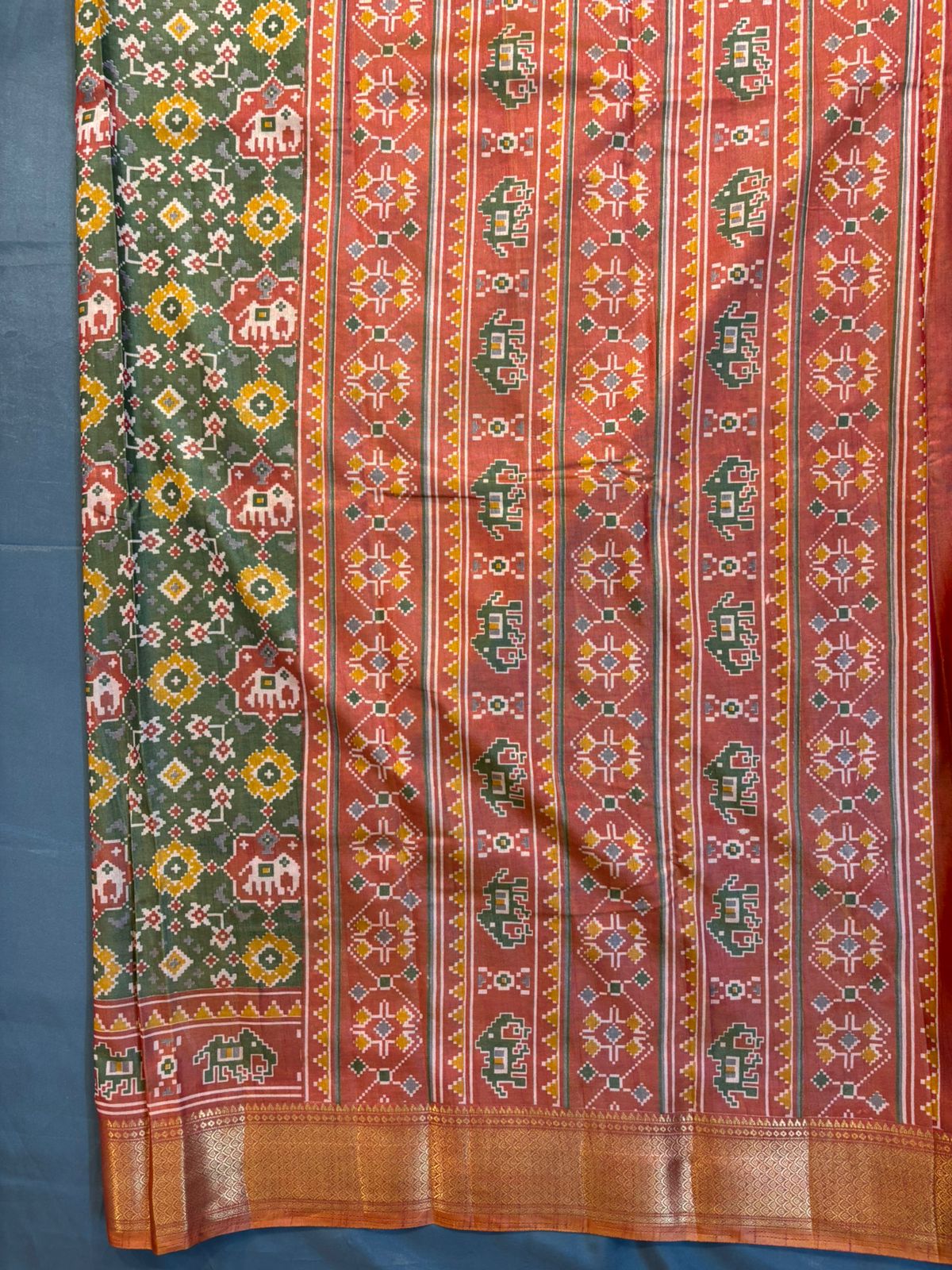 Green Mushroom Silk Saree