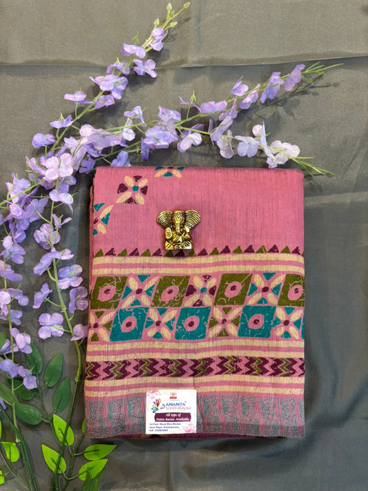 Pink Malmal Cotton Saree
