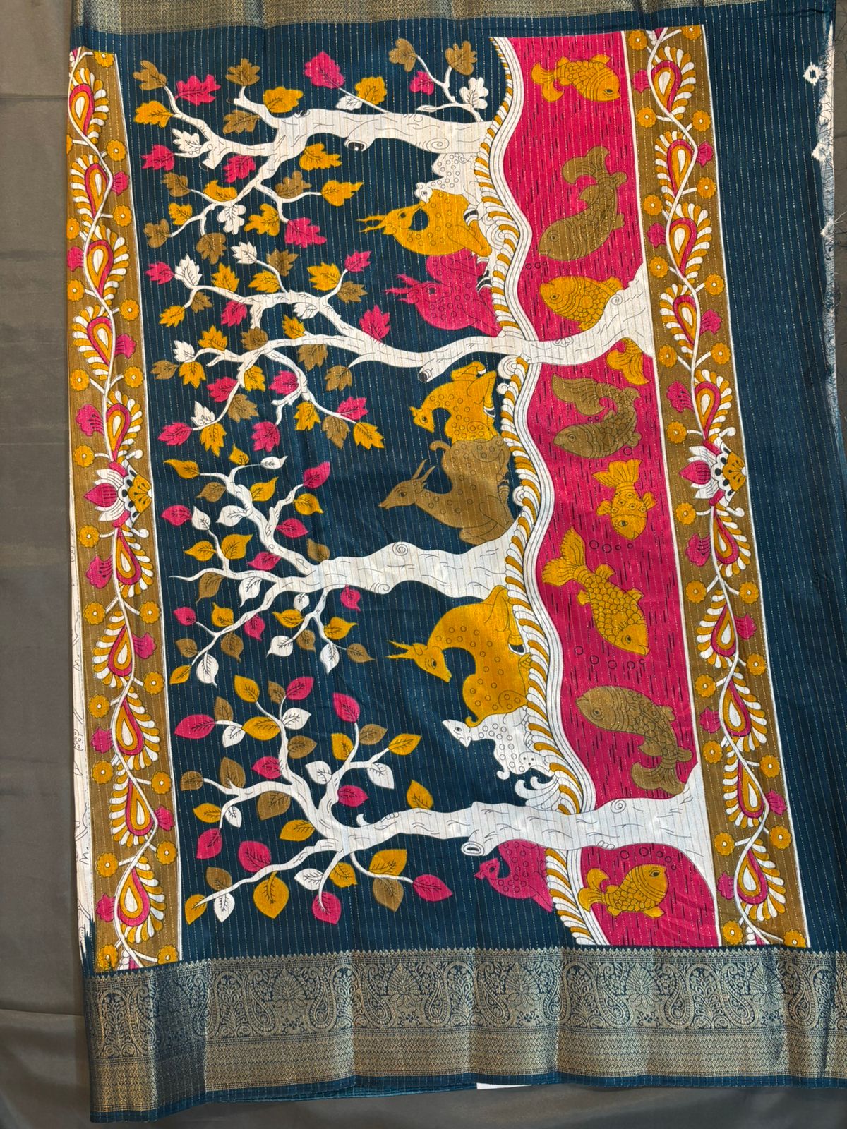 White & Peacock Dola Silk Saree