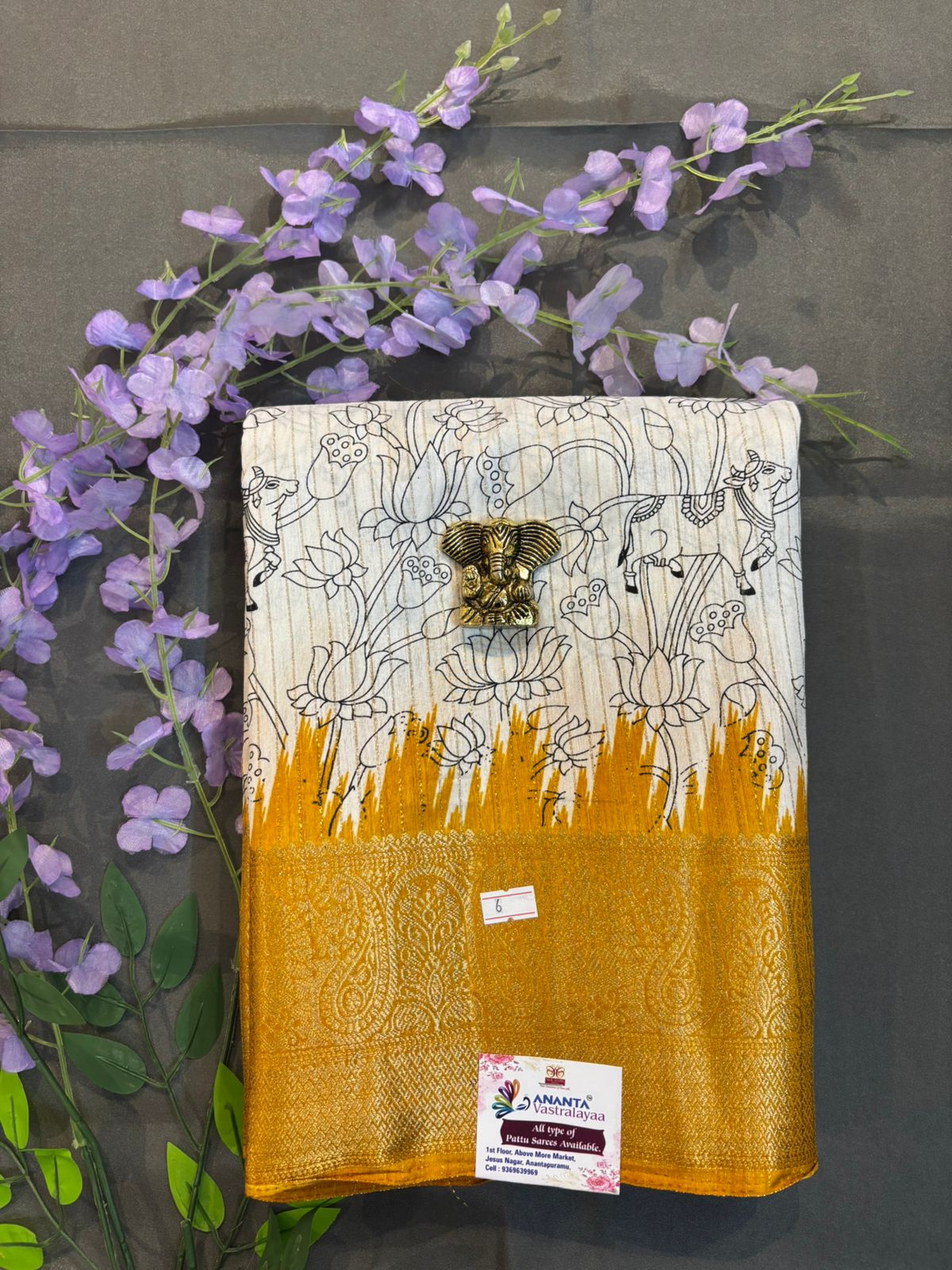 White & Peacock Dola Silk Saree
