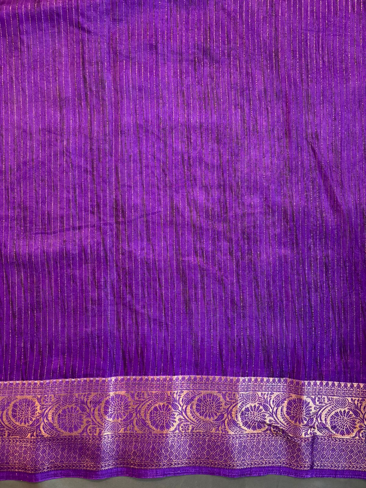 White & Violet Dola Silk Saree