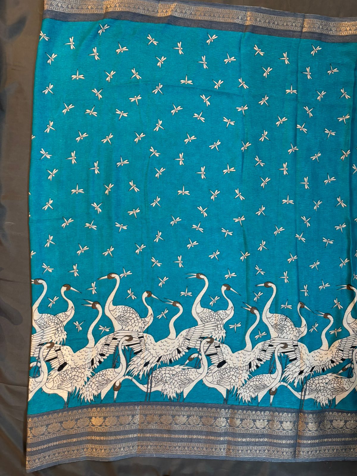 Sky Blue Crap Silk Saree