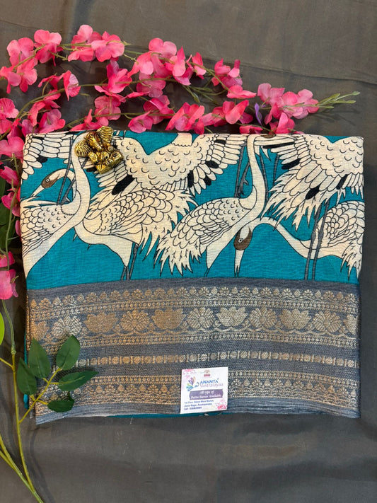 Sky Blue Crap Silk Saree