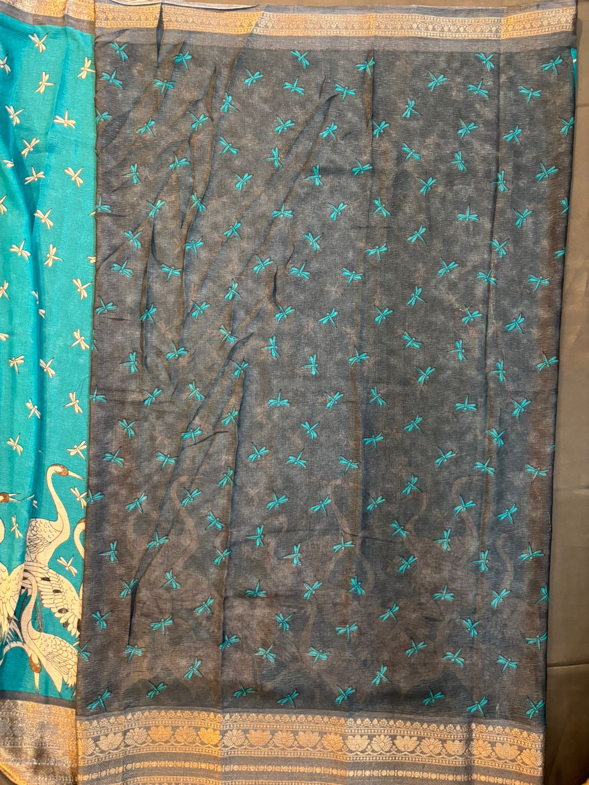 Sky Blue Crap Silk Saree