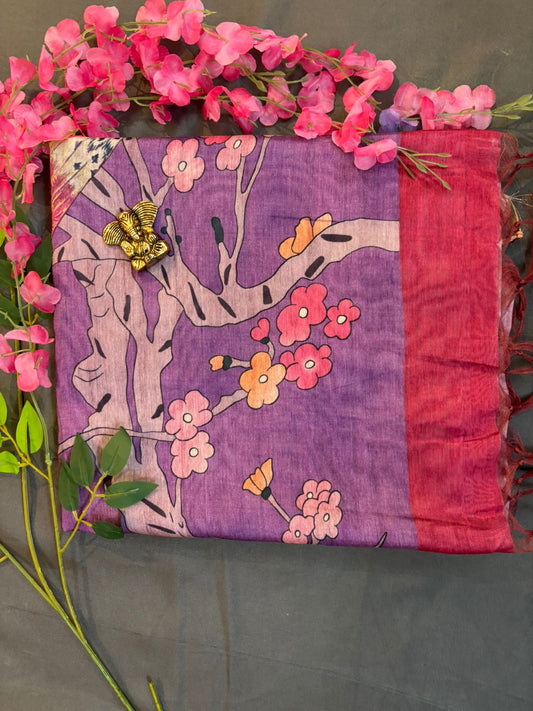 Violet Tussar Saree