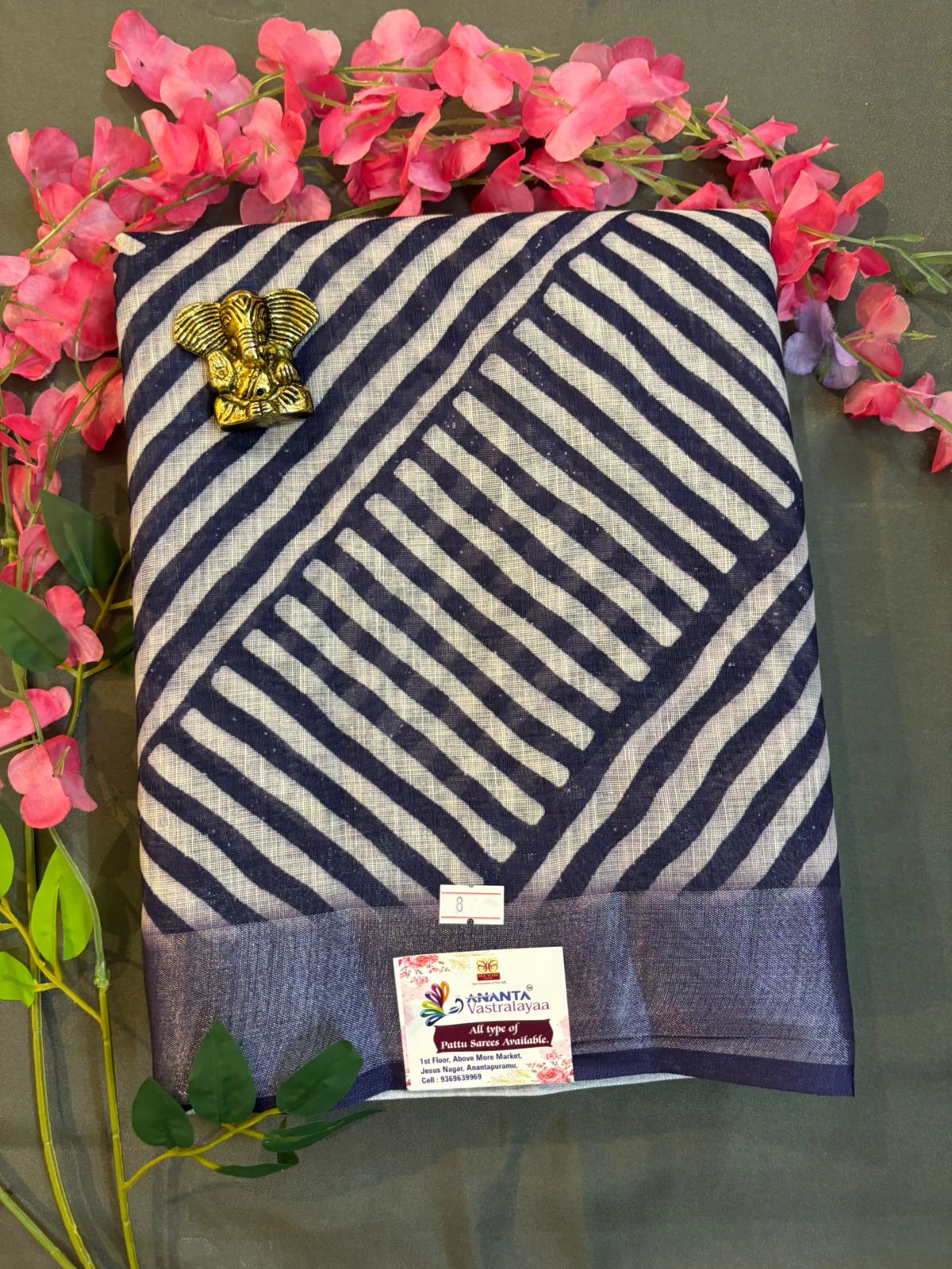 Blue Linen Silk Saree
