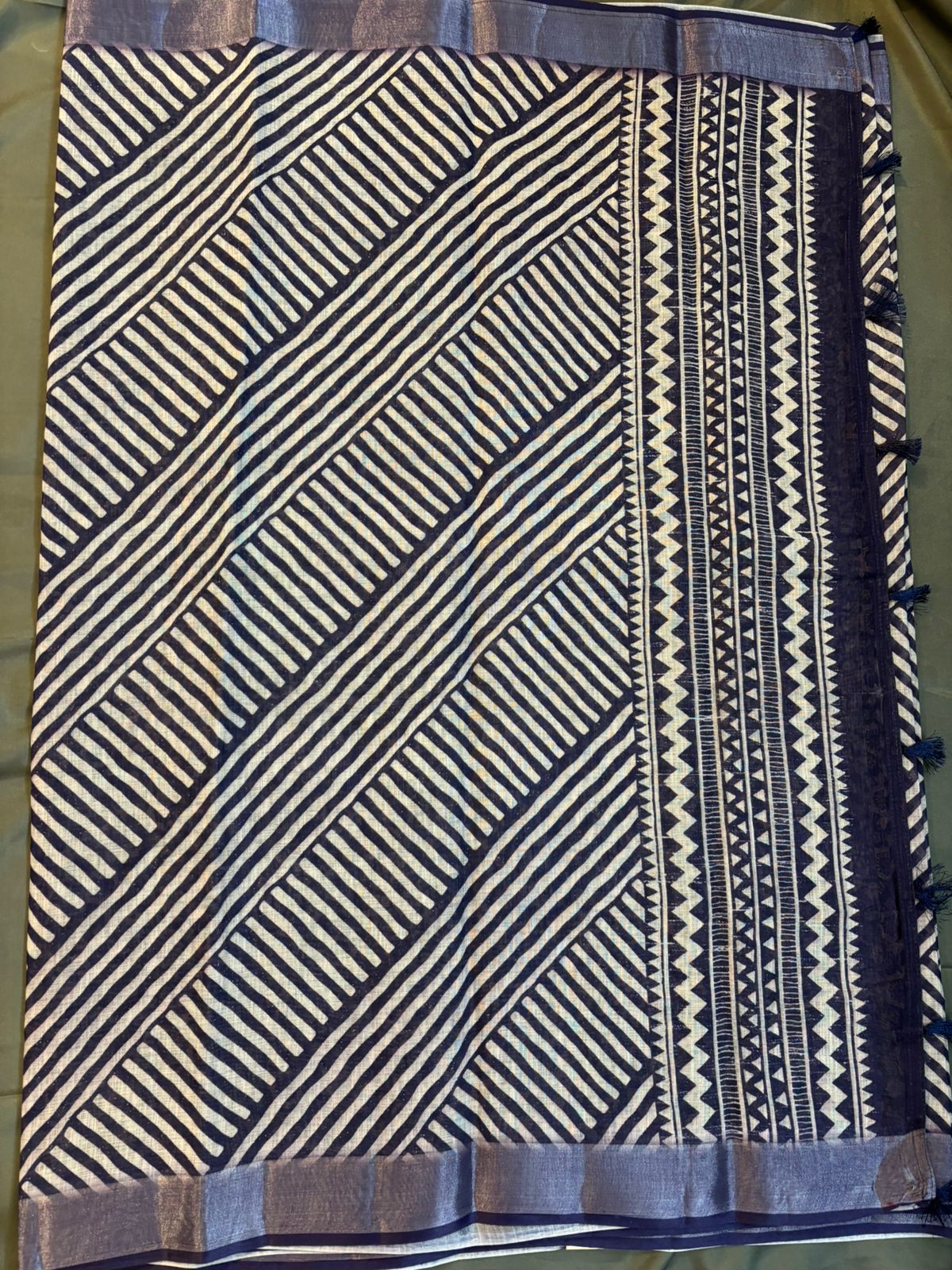Blue Linen Silk Saree