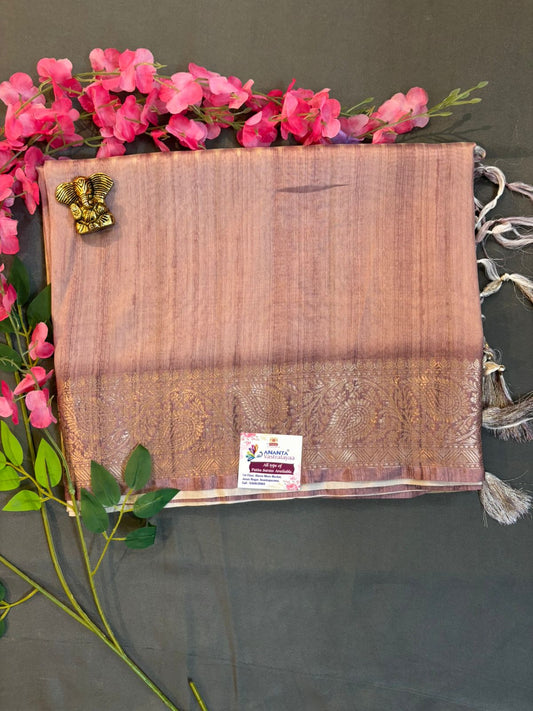 Light Pink Silky Tussar Saree