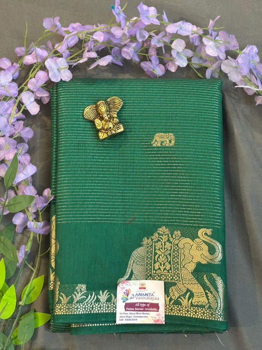 Green Raw Mango Silk Saree