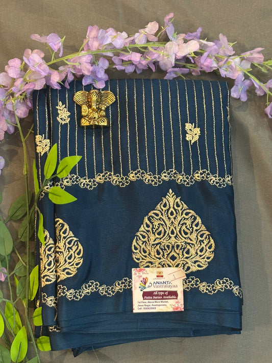 Peacock Blue Georgette Saree